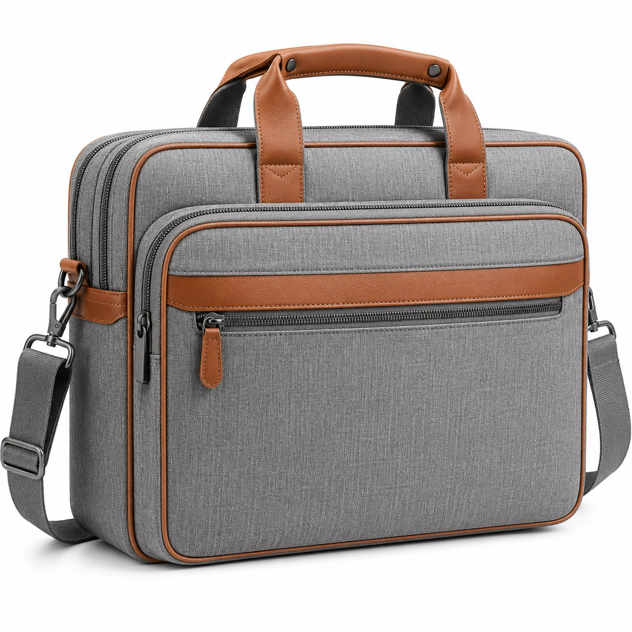 Graue Laptoptasche mit Kunstlederakzenten, 15-Zoll Kapazität