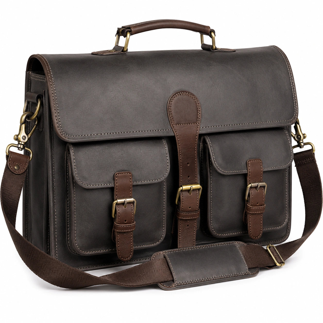 Vintage-Stil Messenger Tasche Dunkelgrau und Braun