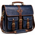Herren Ledertasche Blau/Braun mit Schnallenverschluss