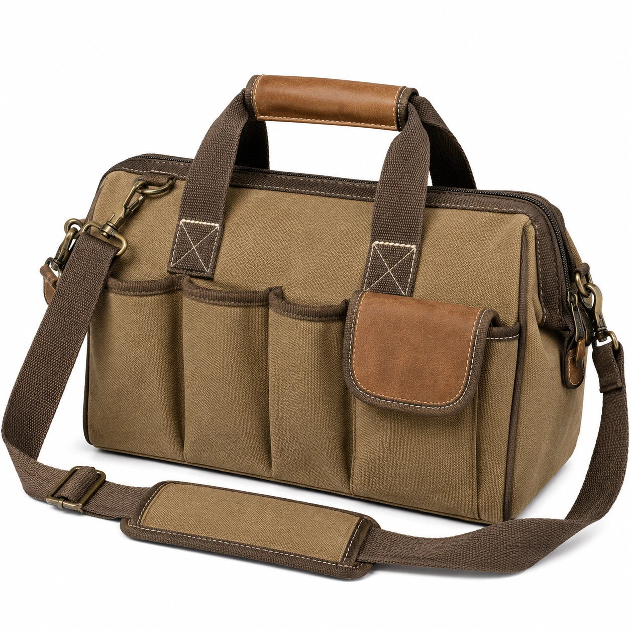 Strapazierfähige Werkzeugtasche mit verstellbarem Schultergurt, Khaki