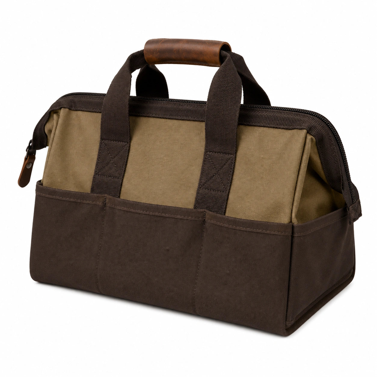Geräumige Werkzeugtasche Braun/Khaki für Handwerker