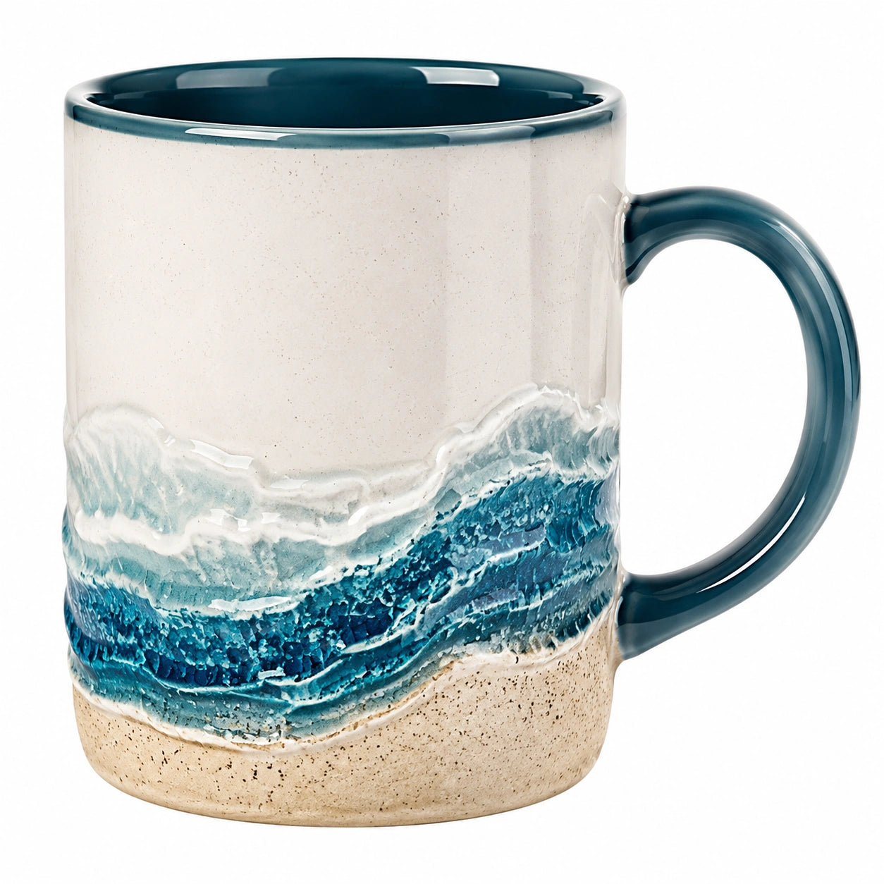 Wellentasse Keramik Blau-Weiß, 350ml