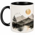 Keramik Kaffeetasse 300ml Landschaftsmotiv Schwarz-Weiß