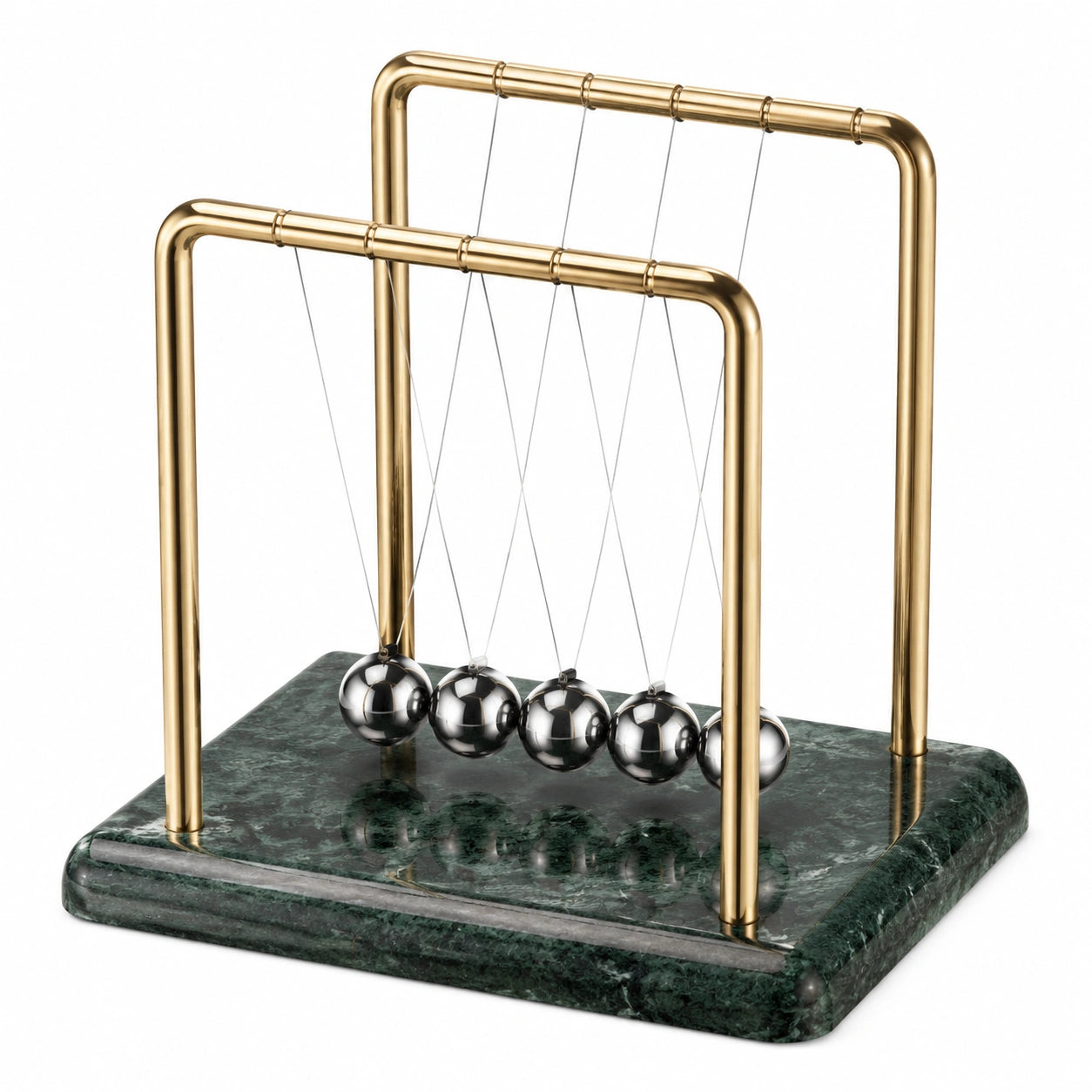Newton Pendel Schreibtisch Dekoration mit goldenem Rahmen und grüner Marmor Basis