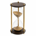 Dekorative 60-Minuten-Sanduhr aus Holz und Messing in Dunkelbraun und Gold