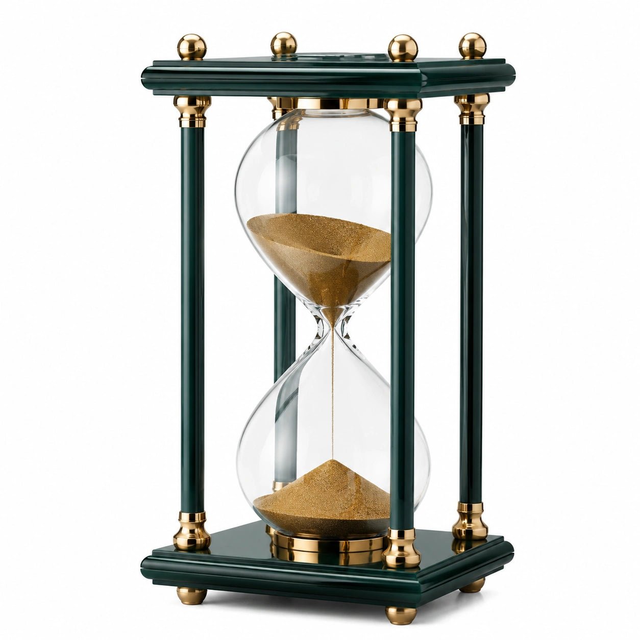 Dekorative Sanduhr 30 Minuten Grünes Glas und Gold