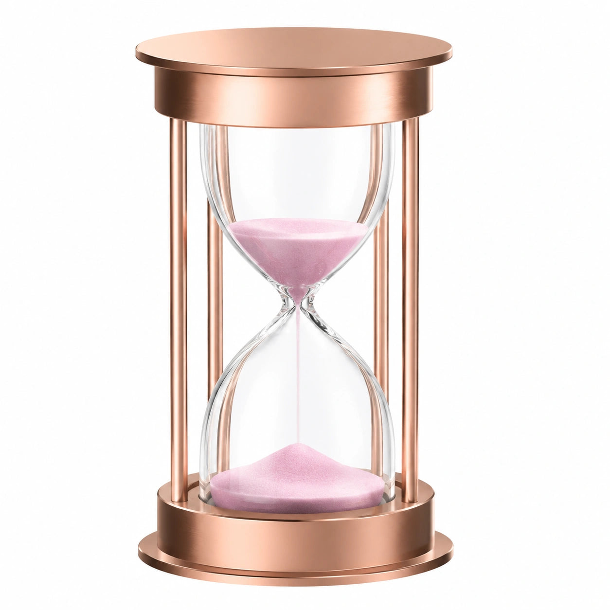Dekorative Sanduhr in Roségold mit Rosafarbenem Sand