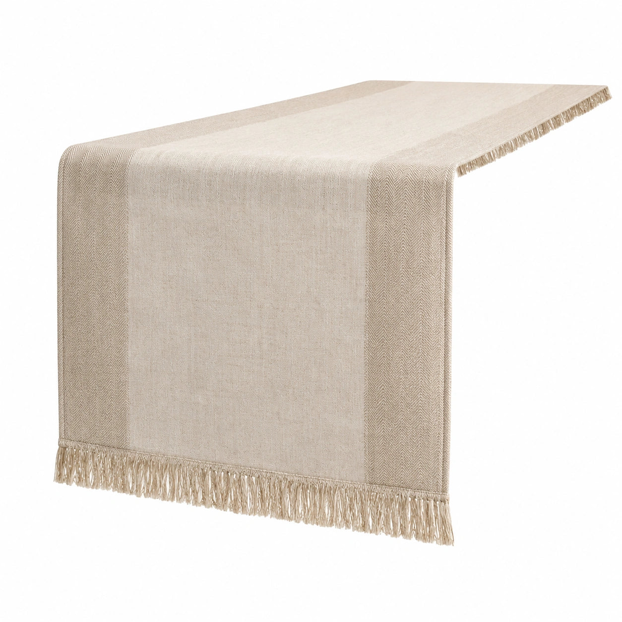 Tischläufer Beige mit Fransen, 180x35 cm