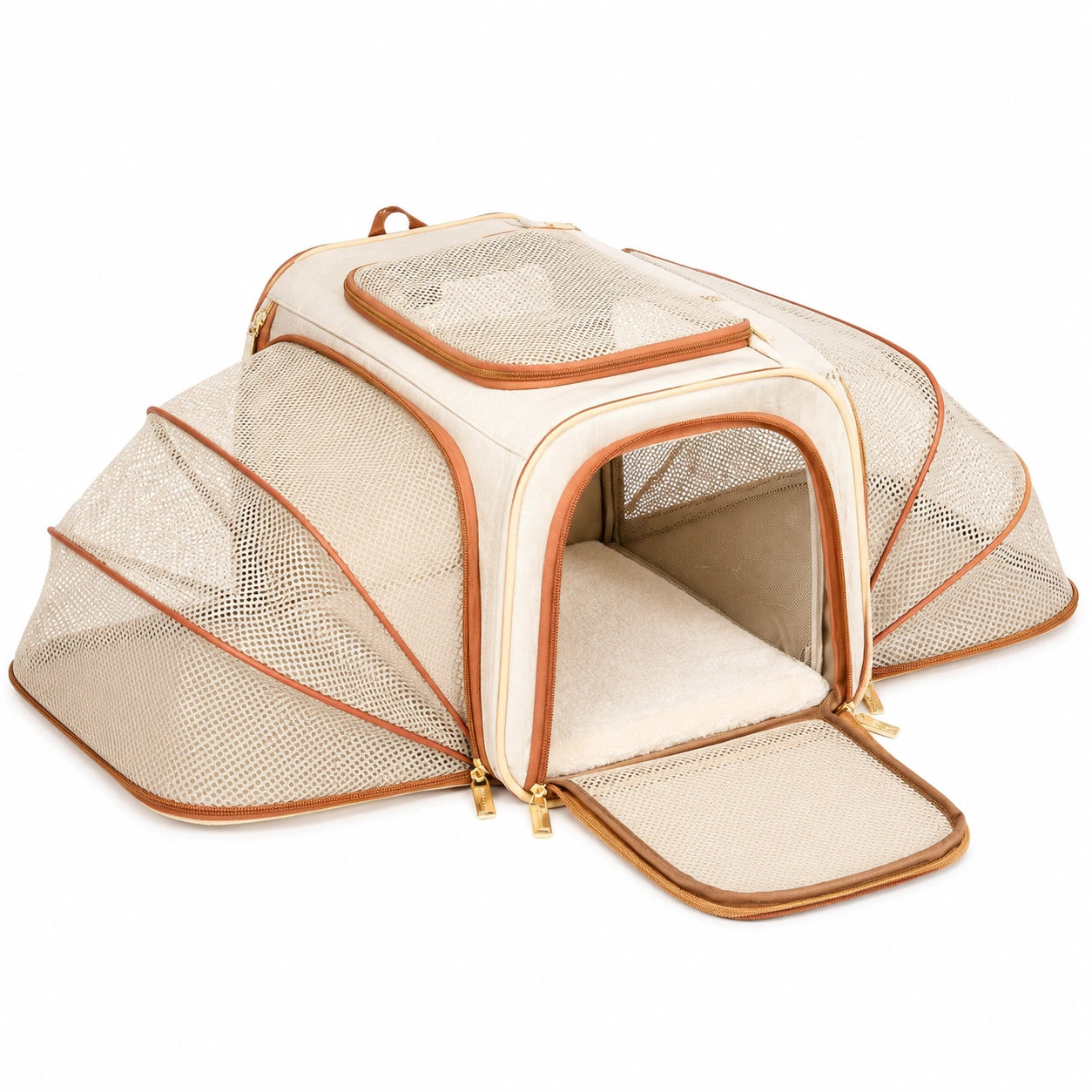 Erweiterbare Haustiertragetasche Beige/Braun
