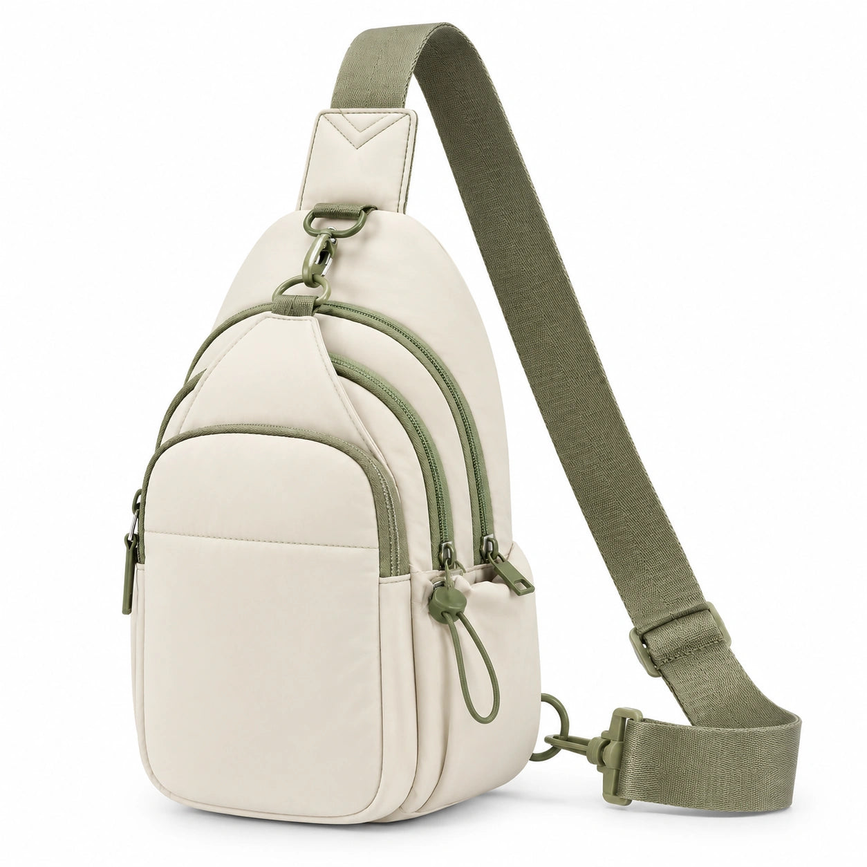Kompakte Crossbody-Tasche in Creme und Grün