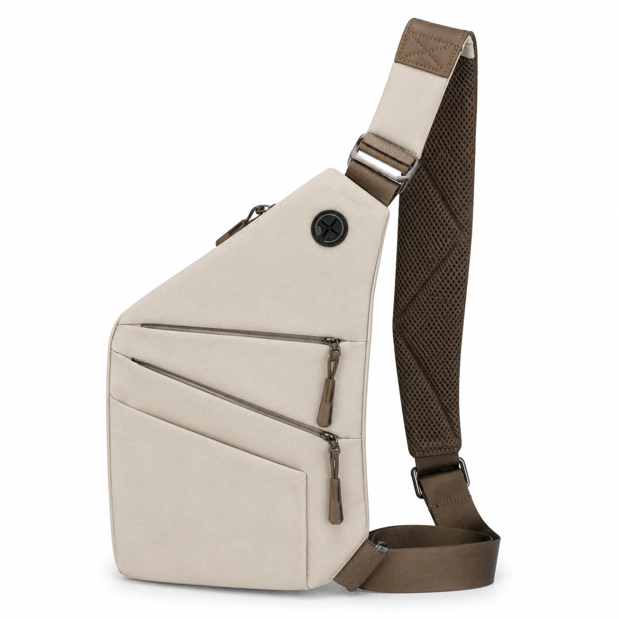 Unisex Asymmetrische Umhängetasche Beige 10L